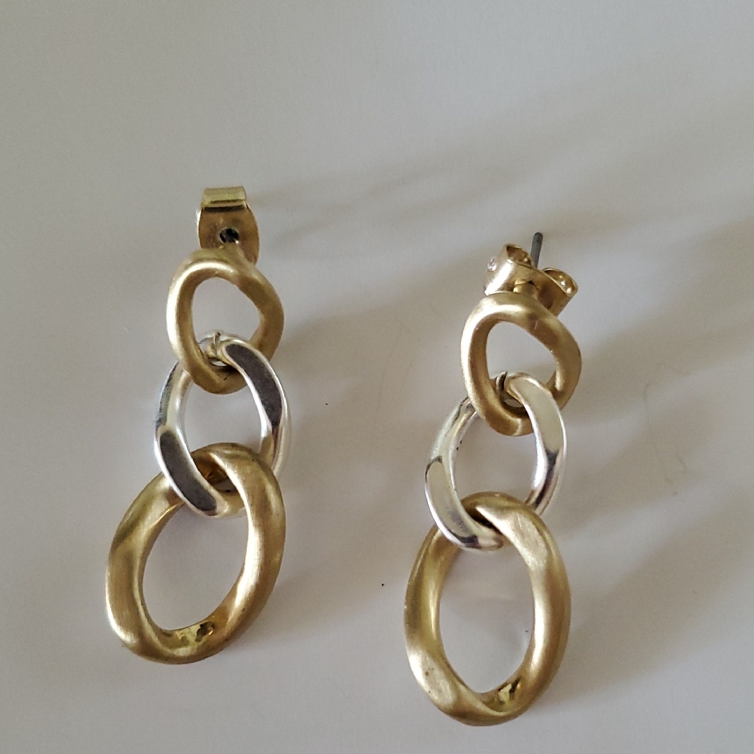 Lucky Brand Gold  Silver ChainLink Earrings